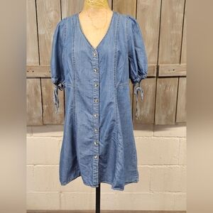 Angels Forever Young Womens Greta Chambray Button Down Mini‎ Dress Size L Y2K